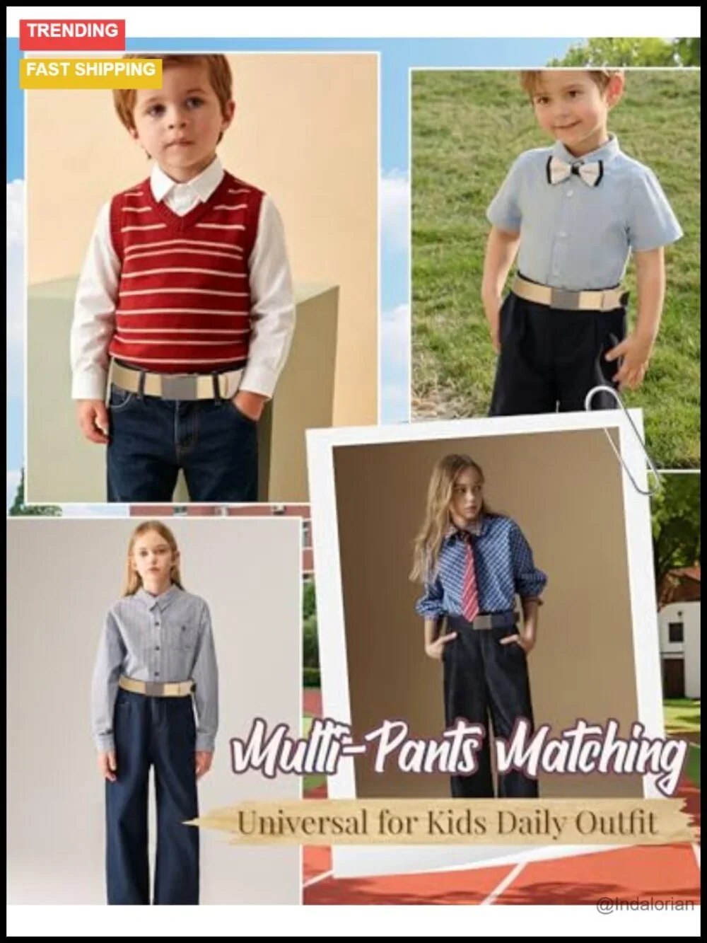 Adjustable Canvas Belt with No-Pinch Flip-Top Buckle for Boys Girls School